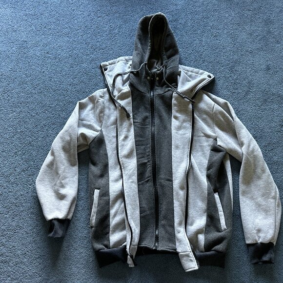Localmode Men's Gray Double Zipper Hoodie Size XXL - Picture 2 of 5